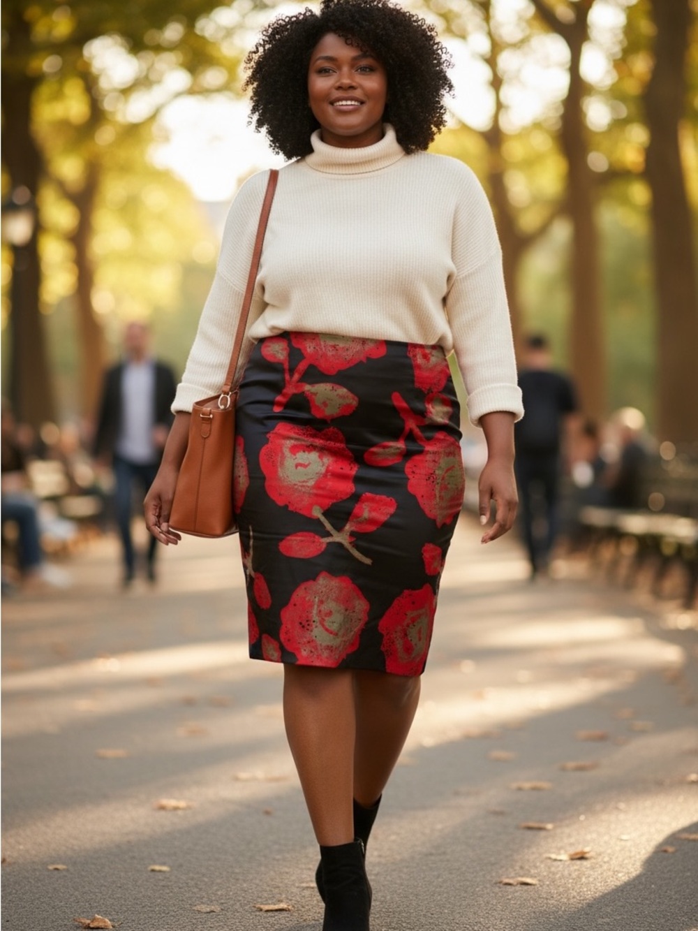 Mac & Jac  plus size  womens Red Floral Pencil Skirt - Black & Red size 16